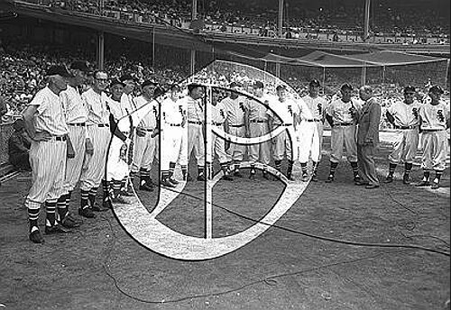 White Sox Old Timers at Yankee Stadium with Red Barber56N0326